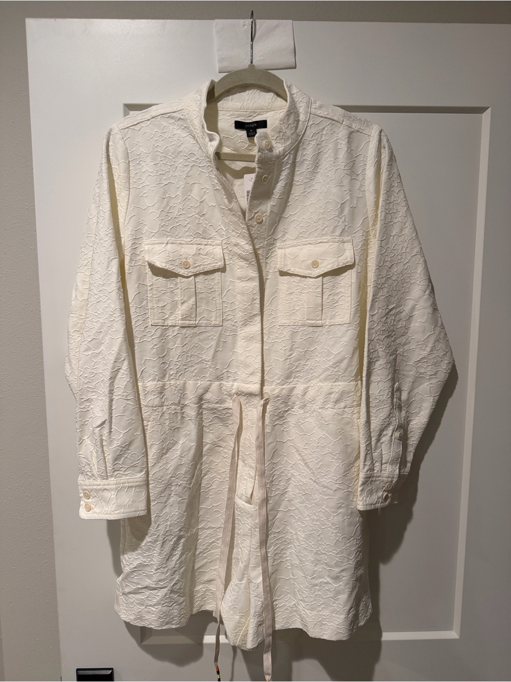 J. Crew Cream Embossed Drawstring Utility Jacket - Picture 8 of 8